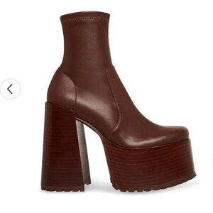 STEVE MADDEN BROWN PLATFORM ANKLE SOCK BOOT 🥥🐻🦂🤎